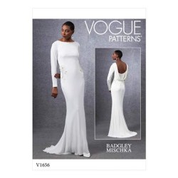 1656 VOGUE BADGLEY MISCHKA SPECIAL OCCASION JERSEY FLOOR DRESS, APPLIQUES PATTERN 6-14; 14=22 NEW  CHOICE